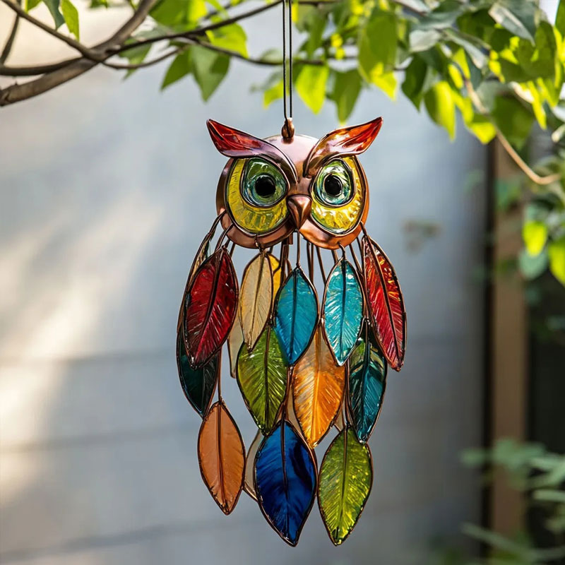 Chouette suspendu Acrylique Colorée – Déco Maison & Jardin