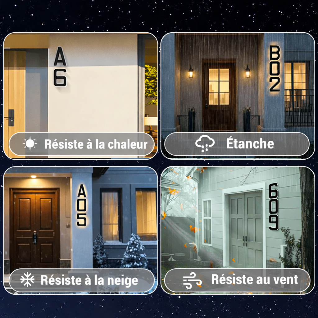 Plaque d’Adresse Solaire LED – Numéro de Maison Extérieur