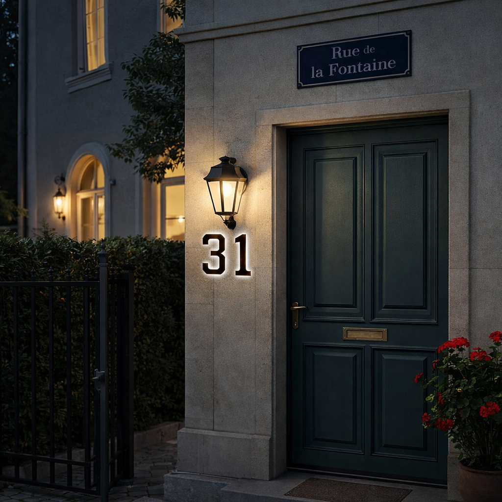 Plaque d’Adresse Solaire LED – Numéro de Maison Extérieur