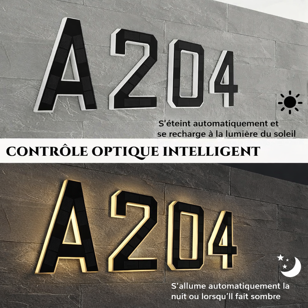 Plaque d’Adresse Solaire LED – Numéro de Maison Extérieur