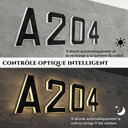 Plaque d’Adresse Solaire LED – Numéro de Maison Extérieur
