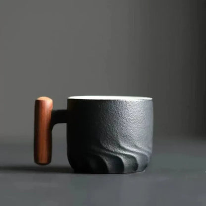 Vintage Espresso Cups With Wooden Handle