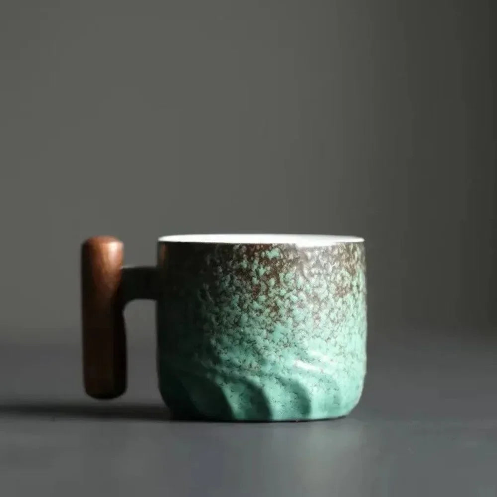 Vintage Espresso Cups With Wooden Handle